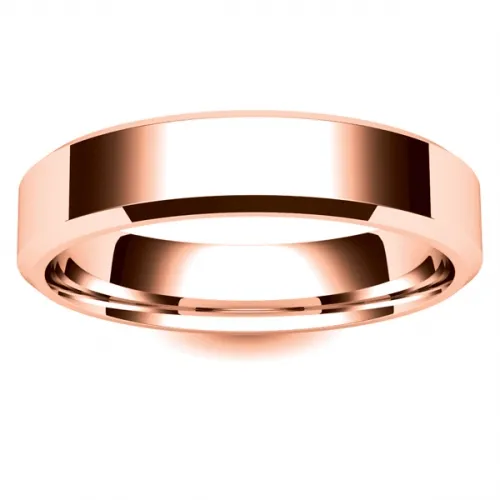 Flat Court Chamfered Edge - 5mm (CEI5R) Rose Gold Wedding Ring